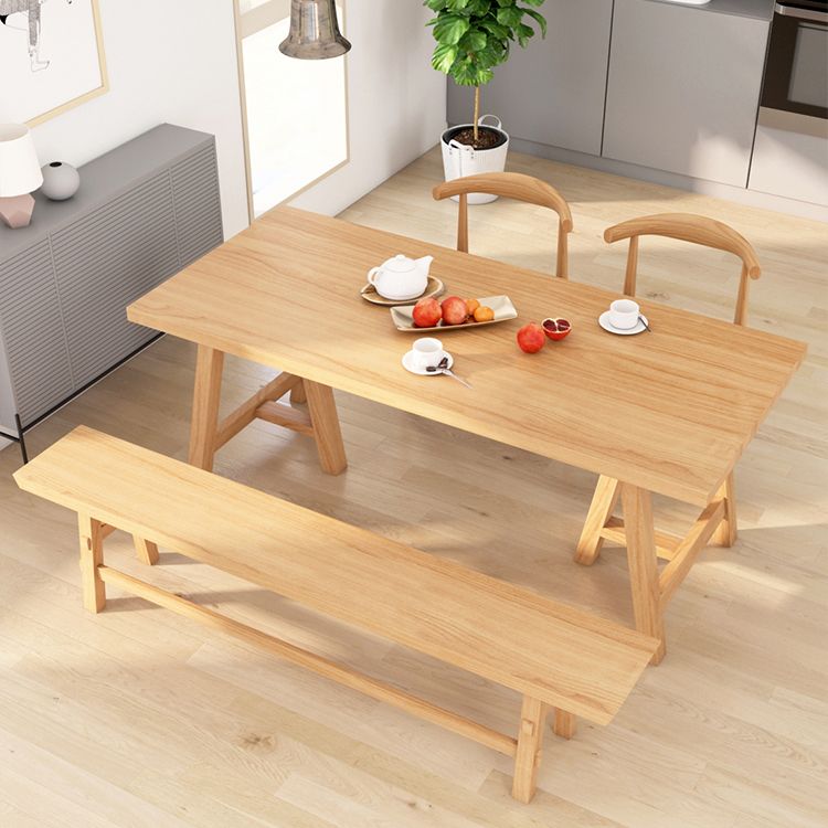 Modern Pine Solid Wood Table Rectangle Dining Table with Double Pedestal Clearhalo 'Dining Tables & Seating' 'Dining Tables' 'dining_table' 'furn' 'furn_dining_table' 'Furniture' 'furniture_dining_table' 'Kitchen & Dining Furniture' 1200x1200_43738676-0fad-484c-9324-34a09564e87c