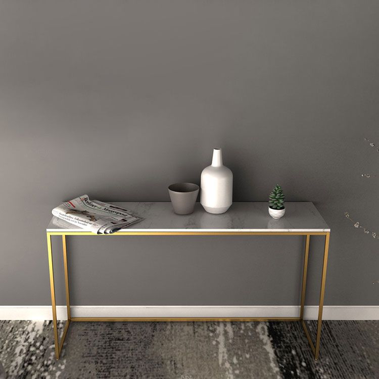 Tavolo da divano di divano rettangolo di ferro in marmo glam tavolo da console con telaio resistente
