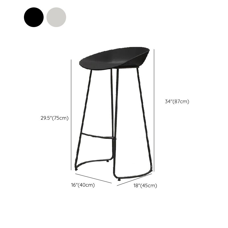 Modern Footrest Counter-height Stool Indoor Plastic and Metal Bucket Counter Chair