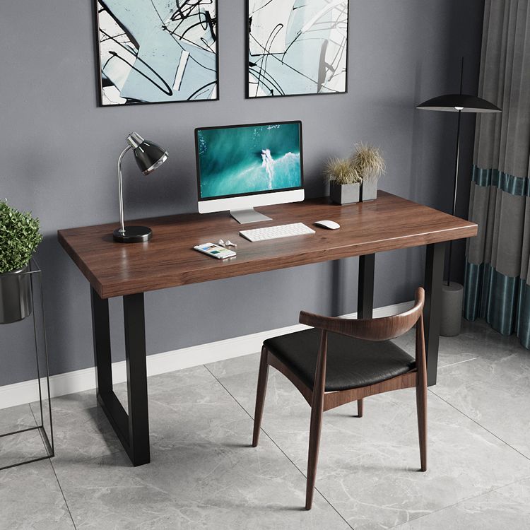 Industrial Style Office Desk Rectangular Solid Wood Desk with Black Legs Clearhalo 'furn' 'furn_office_desk' 'Furniture' 'furniture_office_desk' 'Office Desks' 'Office Furniture' 'office_desk' 1200x1200_437ada70-8e0e-49fb-87be-a26ebb19999b