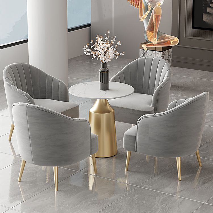 Glam Round Dining Table Set 1/5 Pieces Dinette Set with White Stone Top Clearhalo 'Dining Room Sets' 'Dining Tables & Seating' 'dining_room_set' 'furn' 'furn_dining_room_set' 'Furniture' 'Kitchen & Dining Furniture' 1200x1200_437b6b66-6c57-425f-96ca-323d1c3af9d0