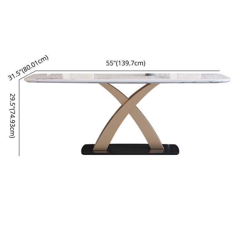 Contemporary Dining Room Set Metal Frame White Slate Rectangular Dining Table Set for Home Clearhalo 'Dining Room Sets' 'Dining Tables & Seating' 'dining_room_set' 'furn' 'furn_dining_room_set' 'Furniture' 'furniture_dining_room_set' 'Kitchen & Dining Furniture' 'kitchen&dining_furn' 'kitchen' 1200x1200_437db6d0-2f5a-4f00-af4b-10727ce6e32c