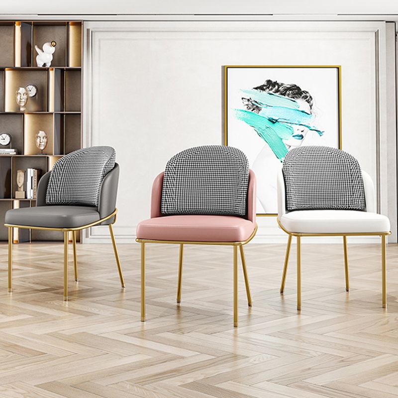 Glam Metal Dining Room Chair Armless PU Leather Dining Chairs for Home Use Clearhalo ' kitchen&dining_furn' 'Dining Chairs' 'Dining Tables & Seating' 'dining_chair' 'furn' 'furn_dining_chair' 'Furniture' 'furniture_dining_chair' 'Kitchen & Dining Furniture' 'kitchen' 1200x1200_437e240a-b7ae-4e3d-91f4-f83aa6650a1b