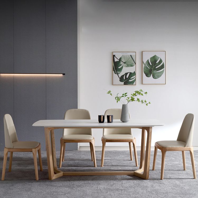 Rectangle Trestle Base Home Furniture Stone Dining Room Collection for Dining Room Clearhalo ' dining_table' 'Dining Tables & Seating' 'Dining Tables' 'furn' 'furn_dining_table' 'Furniture' 'furniture_dining_table' 'Kitchen & Dining Furniture' 'kitchen&dining_furn' 'kitchen' 'kitchen_dining_table' 1200x1200_438017ad-4801-47a5-a00f-f4a669190558