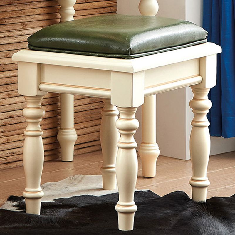 Scrivania di vanità a specchio avorio con 4 cassetti in legno vittoriano