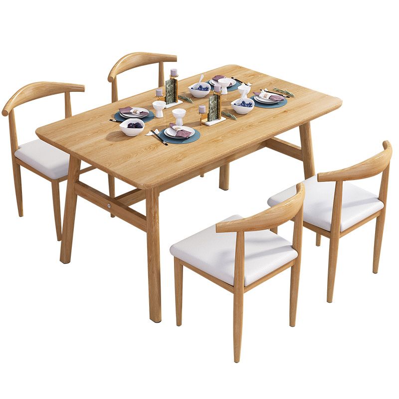 Rectangle Contemporary MDF Dining Room Set Standard Height Dining Furniture Set with Trestle Base Clearhalo 'Dining Room Sets' 'Dining Tables & Seating' 'dining_room_set' 'furn' 'furn_dining_room_set' 'Furniture' 'furniture_dining_room_set' 'Kitchen & Dining Furniture' 'kitchen&dining_furn' 'kitchen' 1200x1200_4380debf-542e-4c33-b10c-eee5d66e9c0a