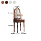 29.5" Height Brown/ White Wood Makeup Vanity with Drawer and Mirror