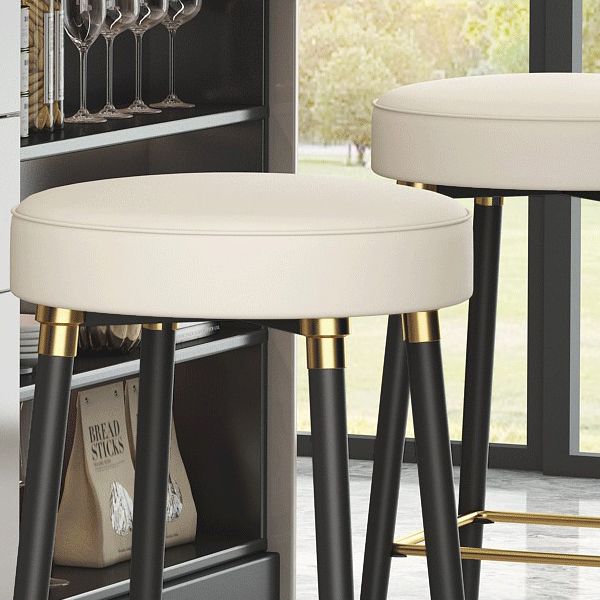 Glam Black Iron Barstool Simple Backless Indoor Tall Stool with Leather Seat Clearhalo 'Bar Furniture' 'Bar Stools' 'bar_stools' 'furn' 'furn_bar_stools' 'Furniture' 'furniture_bar_stools' 'Kitchen & Dining Furniture' 1200x1200_43828ab7-7639-4d86-a603-8468af17a761