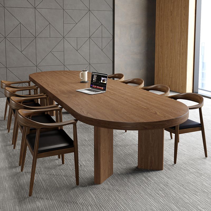 Moderne massieve houten tafel voor restaurant ovale tafel met 4 poten