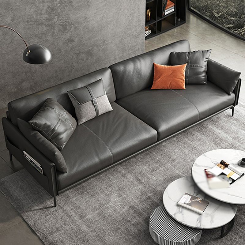 32.28" H Scandinavian Standard Square Arm Sofa with Pillow Back in Brown Finish Clearhalo 'furn' 'furn_sofas' 'Furniture' 'furniture_sofas' 'kitchen' 'kitchen_sofas' 'Living Room Furniture' 'Sofa' 'sofas' 1200x1200_43899b89-df56-4c42-81b3-5f16272180c7
