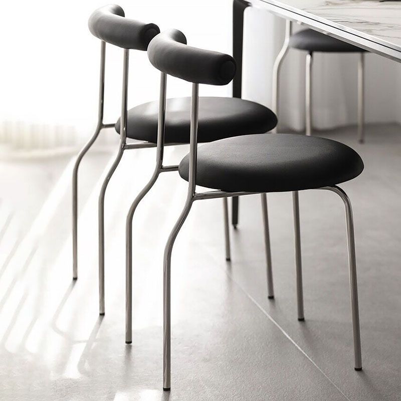 Glam Stainless Steel Legs Armless Dining Chairs Open Back Dining Side Chair in Silver Clearhalo 'Dining Chairs' 'Dining Tables & Seating' 'dining_chair' 'furn' 'furn_dining_chair' 'Furniture' 'furniture_dining_chair' 'Kitchen & Dining Furniture' 1200x1200_4389ad73-11a0-4c8e-bebc-f97b81b1dc95