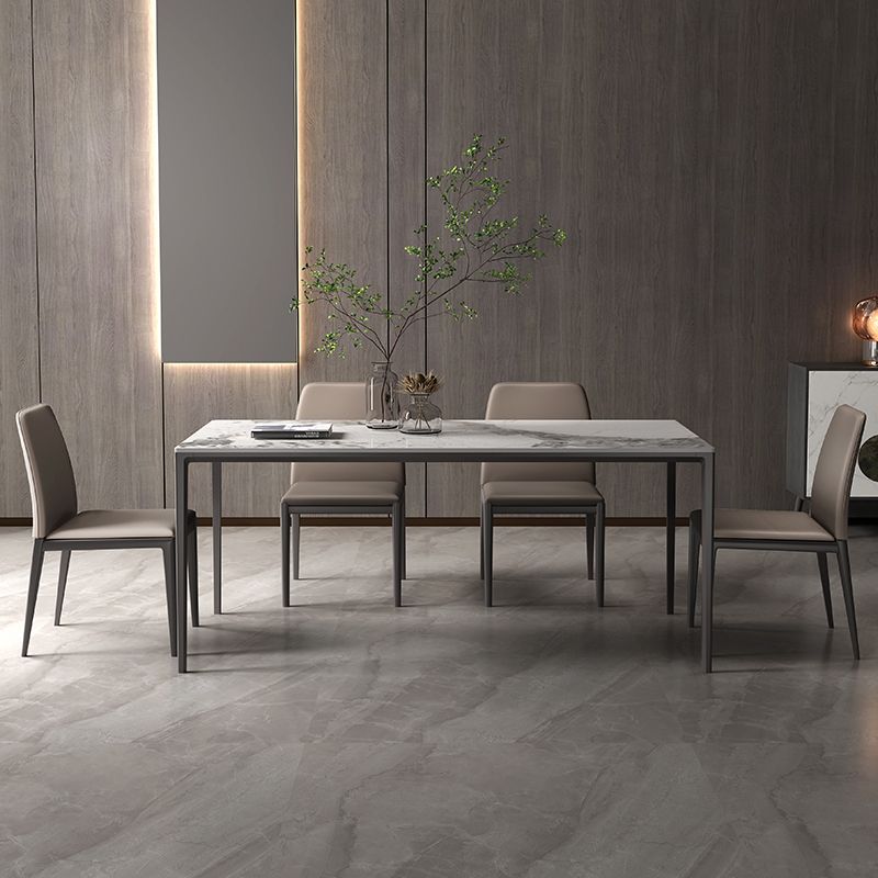 Industrial Rectangle Stone Dining Table Metal 4 Legs Dining Table Clearhalo 'Dining Tables & Seating' 'Dining Tables' 'dining_table' 'furn' 'furn_dining_table' 'Furniture' 'Kitchen & Dining Furniture' 1200x1200_438a132f-f15a-4e3d-a154-eb903abbf477