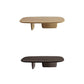 Table de cocktail basse elliptique moderne en bois de pin avec 2 pieds