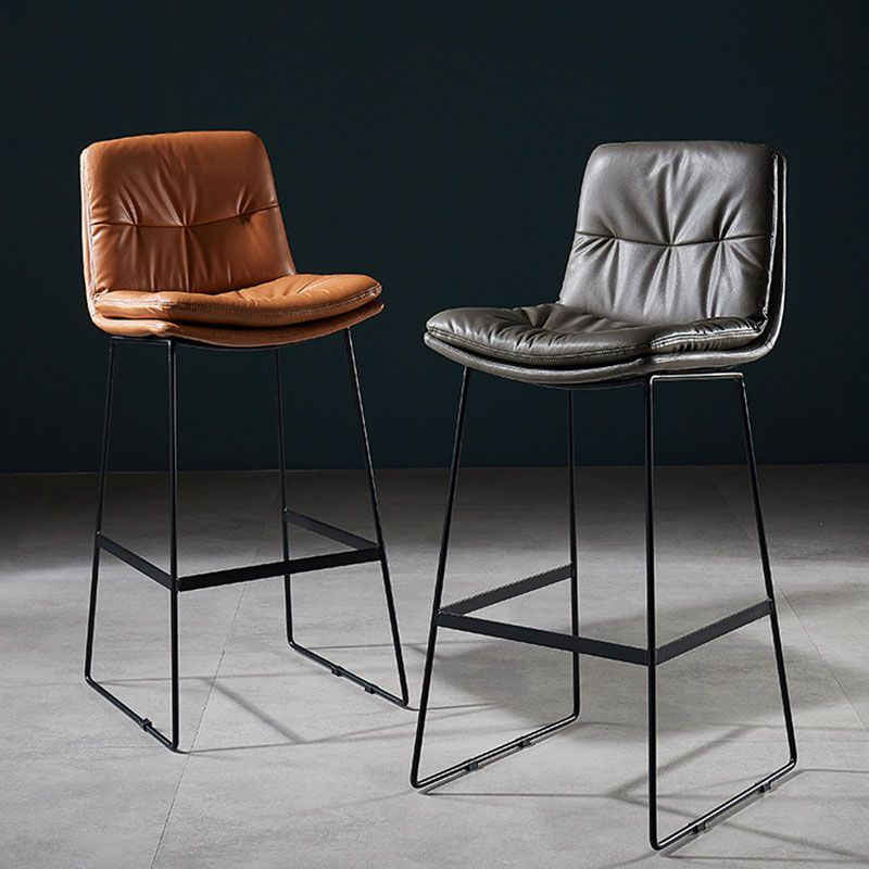 Scandinavian Matte Finish Leather Barstool Restaurant Upholstered Stool Clearhalo 'Bar Furniture' 'Bar Stools' 'bar_stools' 'furn' 'furn_bar_stools' 'Furniture' 'furniture_bar_stools' 'Kitchen & Dining Furniture' 1200x1200_438b1bca-75c3-4313-9332-38f8d4d1d5d9