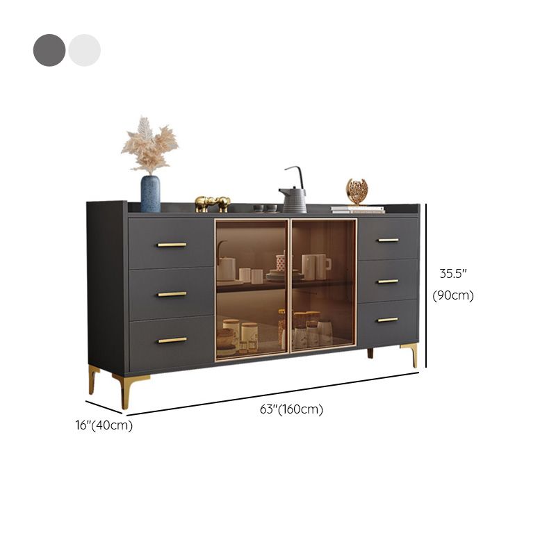 Glam Credenza Adjustable Shelving Wood Side Board with Cabinets and Drawers Clearhalo 'buffet_sideboard' 'Buffets & Sideboards' 'furn' 'furn_buffet_sideboard' 'Furniture' 'Kitchen & Dining Furniture' 1200x1200_438b5e6a-5fcd-4584-a1d5-9209bb1bf5de