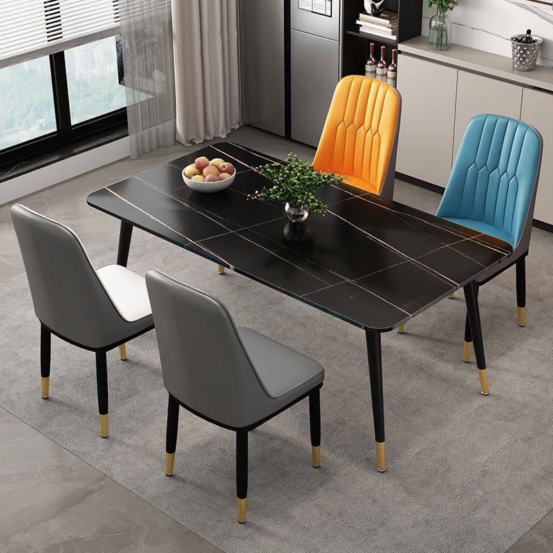 Mesa de comedor rectangular estilo Glam, mesa de comedor con tapa de piedra para uso en cocina