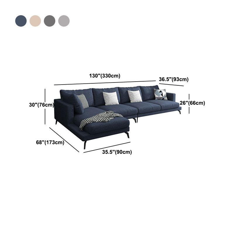 Square 4-Seater Sectional with Pillows Back in Linen Blend L-shape Sectional Clearhalo 'furn' 'furn_sectionals' 'Furniture' 'Living Room Furniture' 'Sectionals' 1200x1200_438cbf61-2dec-4e41-9629-15688273e602