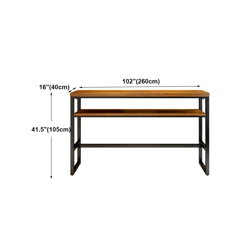 Modern Rectangle Bar Dining Table Wood Trestle Bar Height Table with Shelves Clearhalo 'Bar Furniture' 'Bar Tables' 'bar_tables' 'furn' 'furn_bar_tables' 'Furniture' 'furniture_bar_tables' 'Kitchen & Dining Furniture' 'kitchen&dining_furn' 'kitchen' 1200x1200_438d022f-2cb6-4442-b2fc-31109e0ed21b
