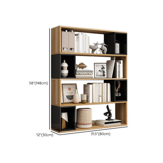 Standard Engineered Wood Bookshelf Modern Open Back Bookcase with Shelves