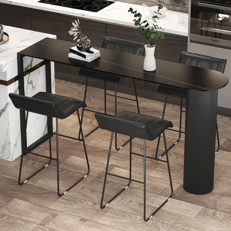 Modern Marble Pub Table with Specialty Table Top Double Pedestal Table- 41.3" H Clearhalo 'Bar Furniture' 'Bar Tables' 'bar_tables' 'furn' 'furn_bar_tables' 'Furniture' 'furniture_bar_tables' 'Kitchen & Dining Furniture' 1200x1200_43908974-f267-4326-a26a-cd96563e0a04