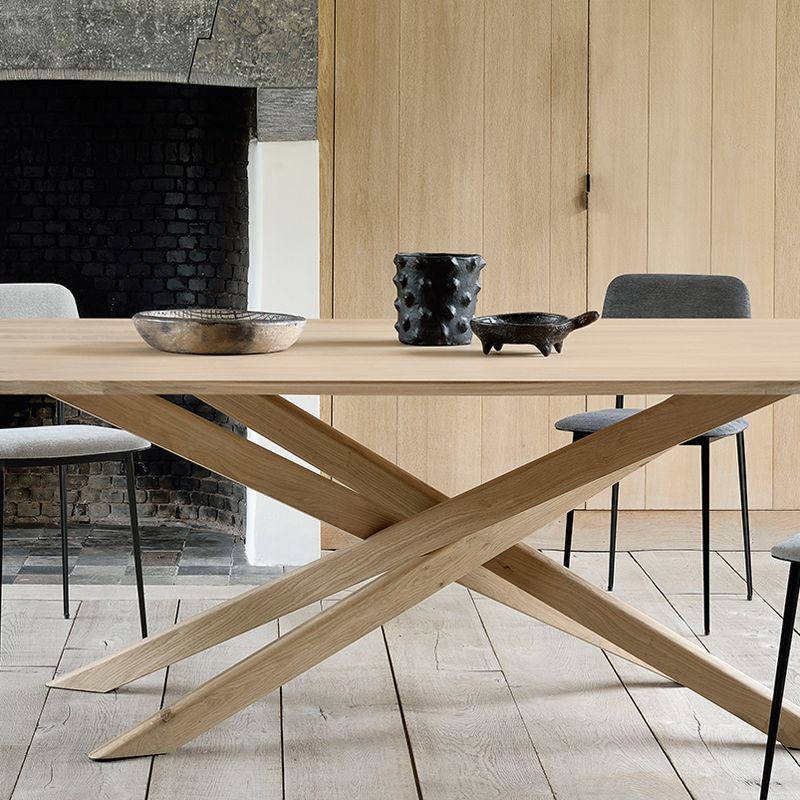 Rectangle Oak Solid Wood Table in Nature Modern Dining Table with Wooden Pedestal Clearhalo ' dining_table' 'Dining Tables & Seating' 'Dining Tables' 'furn' 'furn_dining_table' 'Furniture' 'furniture_dining_table' 'Kitchen & Dining Furniture' 'kitchen&dining_furn' 'kitchen' 'kitchen_dining_table' 1200x1200_439134ec-b06f-4aaf-b8ee-323ea98d8f65