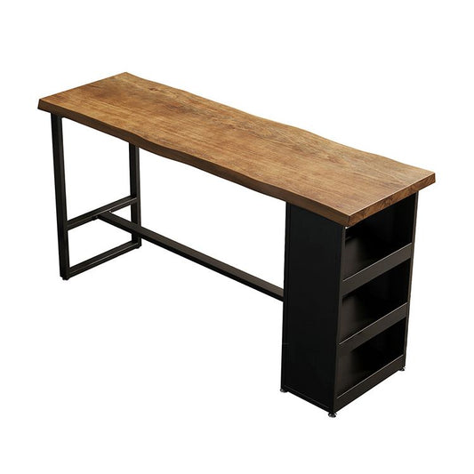 Tavolo da pub altezza della barra in legno tavolo da bistrot rettangolo marrone con 3 scaffali