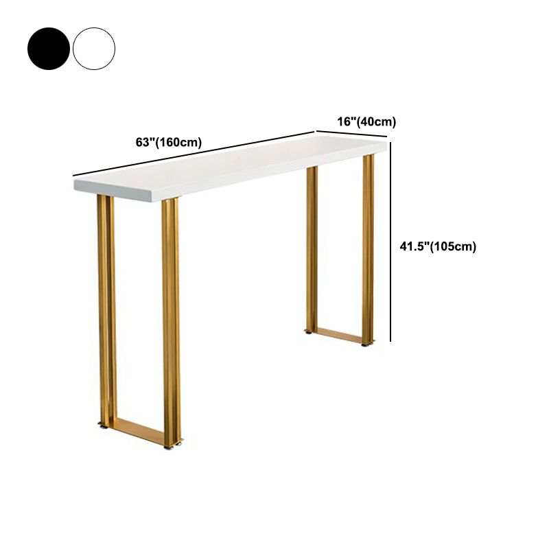 Glam Pub Tisch mit goldenem Metallschlitten rechteckig masser Holz Top Stange Tisch