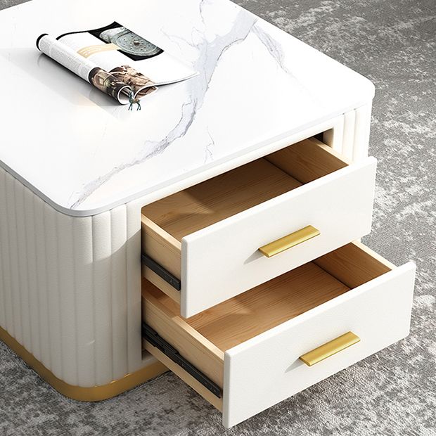 Modern Square Stone Coffee Table with Drawers 2 Nesting Cocktail Table Set Clearhalo 'Coffee & Accent Tables' 'Coffee Tables' 'coffee_tables' 'furn' 'furn_coffee_tables' 'Furniture' 'Living Room Furniture' 1200x1200_43944d17-1c4f-4f79-bcf3-a313106dc2e5