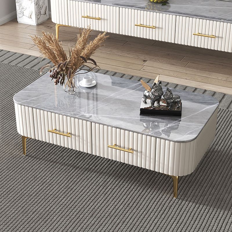 16"H Glam Coffee Table Rectangle 4 Legs Coffee Cocktail Table Clearhalo 'Coffee & Accent Tables' 'Coffee Tables' 'coffee_tables' 'furn' 'furn_coffee_tables' 'Furniture' 'Living Room Furniture' 1200x1200_439693a2-0618-46de-8cb1-26dffcfd4156
