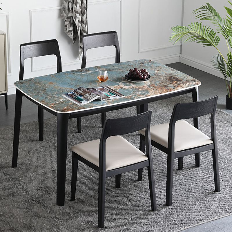 Sintered Stone Top Blue Table Modern Dining Table with Wooden Base and 4 Legs Clearhalo 'Dining Tables & Seating' 'Dining Tables' 'dining_table' 'furn' 'furn_dining_table' 'Furniture' 'Kitchen & Dining Furniture' 1200x1200_43984e8d-c204-479d-8b07-aedc64dc485d