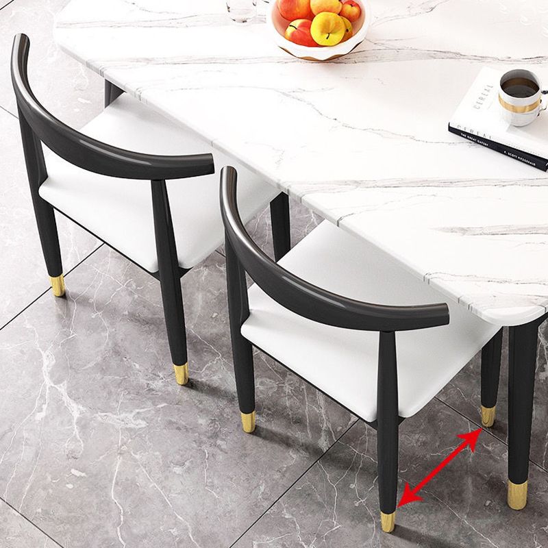 Traditional Faux Marble Top Dining Set with 4 Black Metallic Legs for Dining Furniture Clearhalo 'Dining Room Sets' 'Dining Tables & Seating' 'dining_room_set' 'furn' 'furn_dining_room_set' 'Furniture' 'furniture_dining_room_set' 'Kitchen & Dining Furniture' 'kitchen&dining_furn' 'kitchen' 1200x1200_439a1d27-a554-4034-bec1-d1f4b503a256