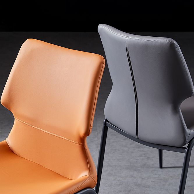 Contemporary Style Leather Dining Chairs Kitchen Armless Chairs with Metal Legs Clearhalo ' kitchen&dining_furn' 'Dining Chairs' 'Dining Tables & Seating' 'dining_chair' 'furn' 'furn_dining_chair' 'Furniture' 'furniture_dining_chair' 'Kitchen & Dining Furniture' 'kitchen' 1200x1200_439ac2ce-cab9-4660-aa01-ff4e2a9fec11