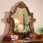 Traditional Solid Wood Brown Bedroom Mirror With Drawer Makeup Vanity Set