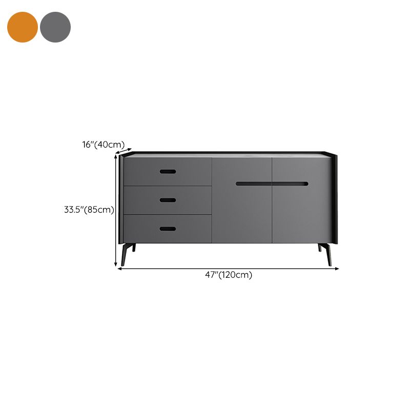 Faux Marble Buffet Table Modern Style Side Board with Cabinets and Drawers