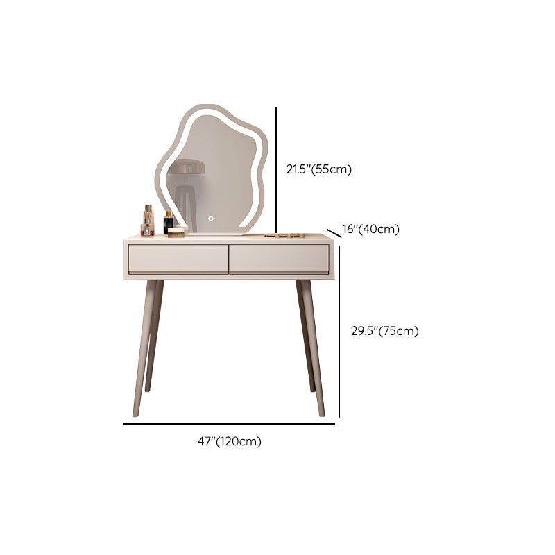 Tavolo da letto moderno a specchio illuminato tavolo da letto con set di feci