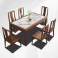 Contemporary 1/2/5/7 Pieces Furniture Rectangle Stone Dining Set in Brown