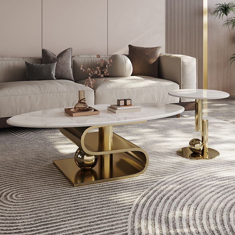 Stainless Steel Abstract Base Cocktail Table Glam Slate Top Coffee Table Clearhalo 'Coffee & Accent Tables' 'Coffee Tables' 'coffee_tables' 'furn' 'furn_coffee_tables' 'Furniture' 'Living Room Furniture' 1200x1200_439c81bb-a906-48f1-a749-aa46b048c5fd