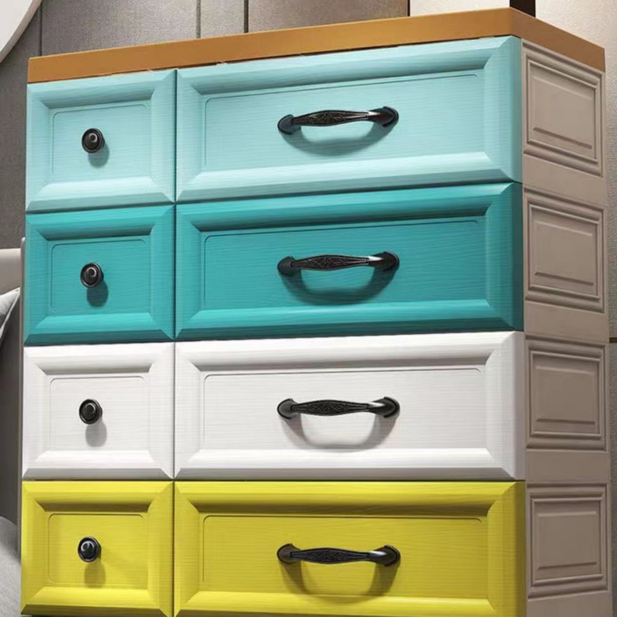 Modern Wardrobe Plastic 10-drawer Wardrobe Closet,29.53" D x 13.78" W x 39.37" H Clearhalo 'Armoires & Wardrobes' 'armoires_wardrobes' 'Bedroom Furniture' 'furn' 'furn_armoires_wardrobes' 'Furniture' 1200x1200_439d6ef4-0926-4f9c-9b4a-76d4bb431897