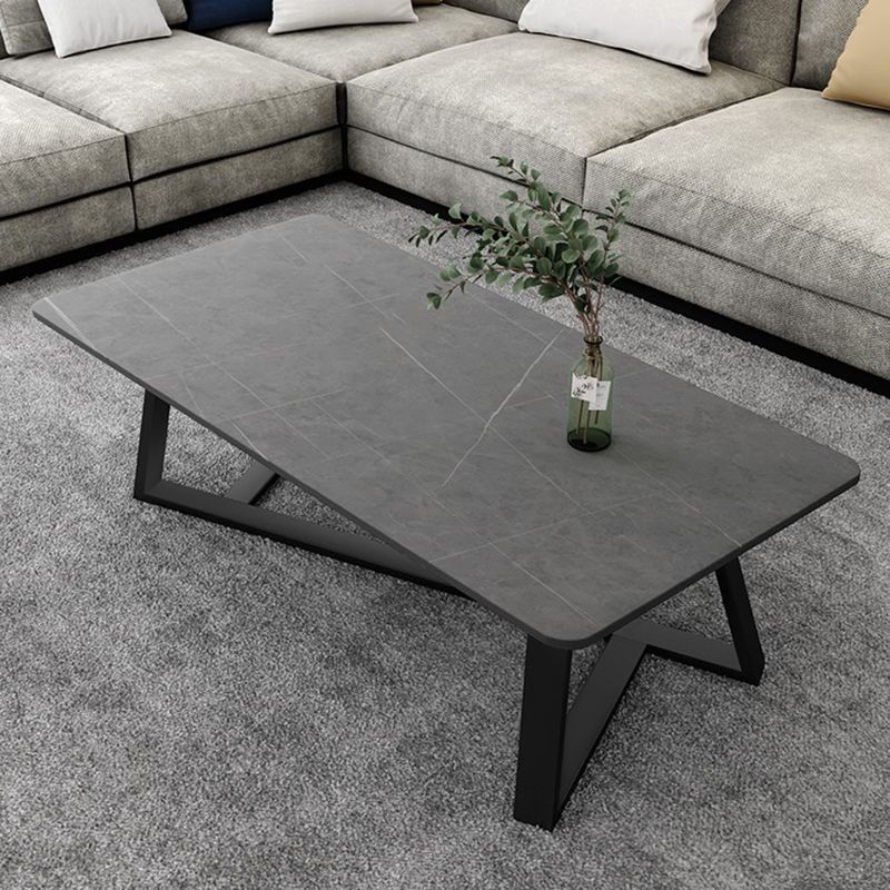 Glam Stone Coffee Table with Black Steel Base and Rectangle Top Clearhalo 'Coffee & Accent Tables' 'Coffee Tables' 'coffee_tables' 'furn' 'furn_coffee_tables' 'Furniture' 'Living Room Furniture' 1200x1200_439f47cc-14a2-45ab-b6d0-87311d57e06e