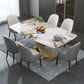 Glam Style Dinette Table Rectangle Stone Dining Room Table for Kitchen