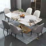 Glam Style Dinette Table Rectangle Stone Dining Room Table for Kitchen