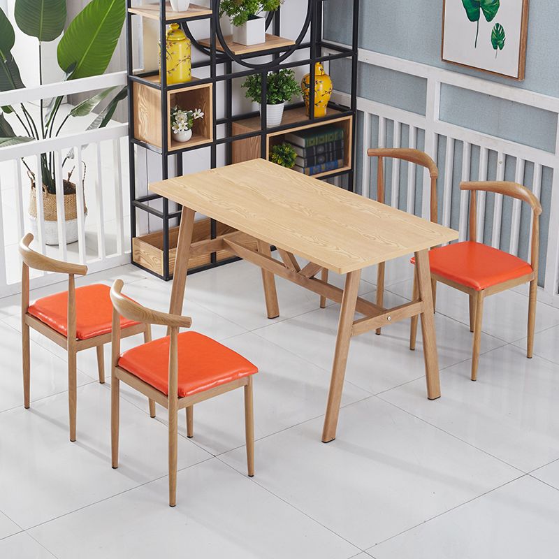 Contemporary Home Dining Table with Steel Trestle for 2-4 People