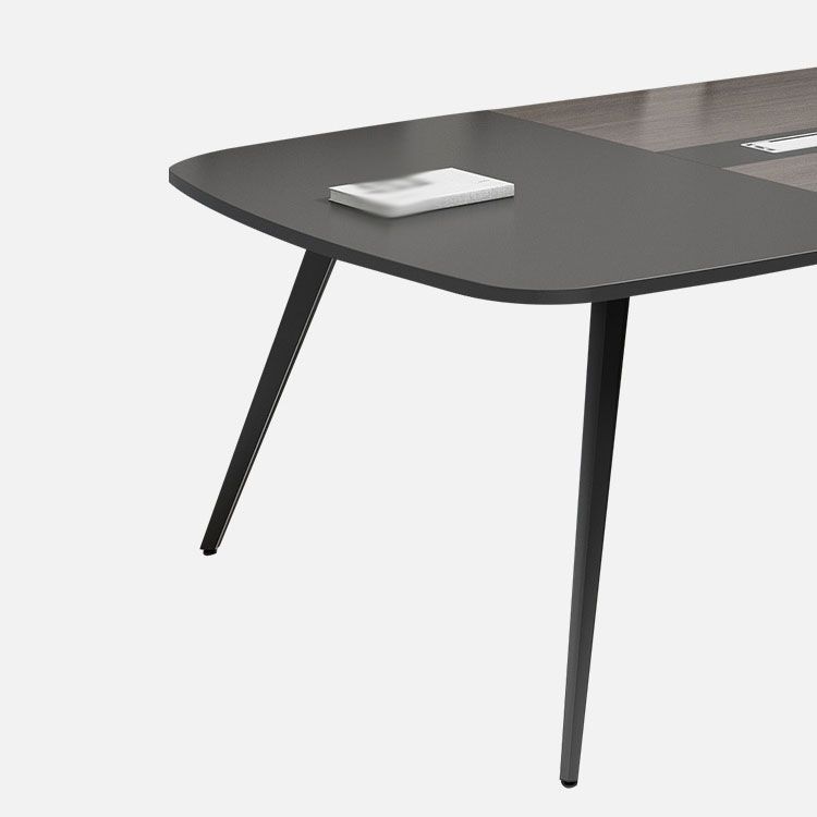 Contemporary Office Desk with Cable Management Black Manufactured Wood Rectangular Desk Clearhalo 'furn' 'furn_office_desk' 'Furniture' 'Office Desks' 'Office Furniture' 'office_desk' 1200x1200_43a081b7-3ebb-4958-9b74-59970ef456b9