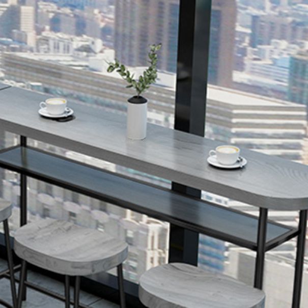 Living Room Modern Pub Set 1/2/4/7 Pieces Oval Wood Bar Stool and Table Set