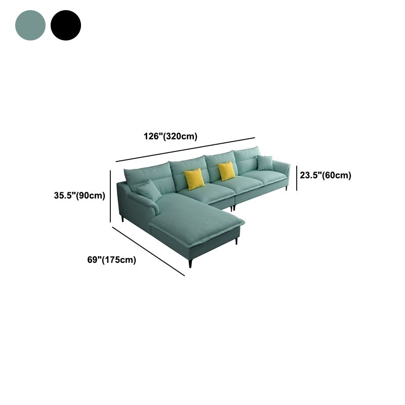 Braccio top cuscino sezionale tessuto a 4 posti a forma di l sezionale con cuscini