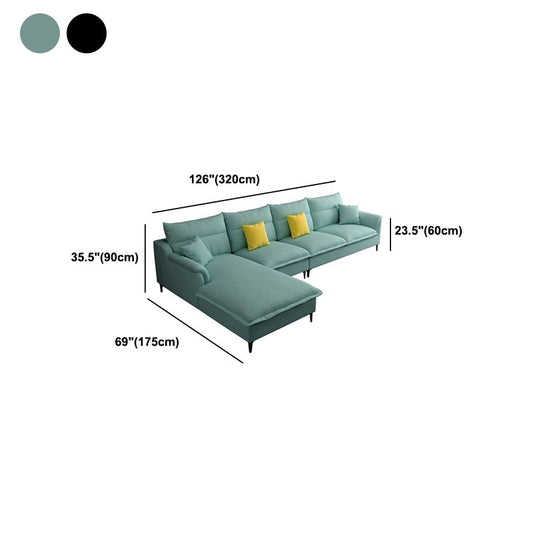 Braccio top cuscino sezionale tessuto a 4 posti a forma di l sezionale con cuscini