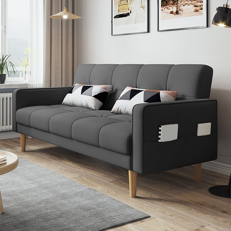 Contemporary Biscuit Back Sofa Bed 22.44"High Square Arm Sofa Bed Clearhalo 'furn' 'furn_sofas' 'Furniture' 'furniture_sofas' 'kitchen' 'kitchen_sofas' 'Living Room Furniture' 'Sofa' 'sofas' 1200x1200_43a1990f-9fd4-47c2-a11f-787086599a35