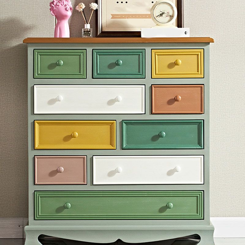 Nautische slaapkamer opbergkist 14,5 "houten borst met 10 laden