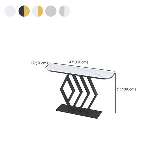 Tavolo di accento di metallo moderno mezza luna di divano console di divano in pietra per hall