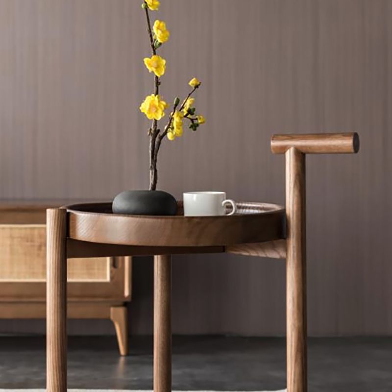 Modern Round Tray Top Side End Table 3 Legs Double Tier Side Table